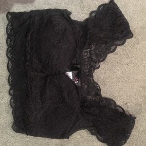 Black lace crop shirt